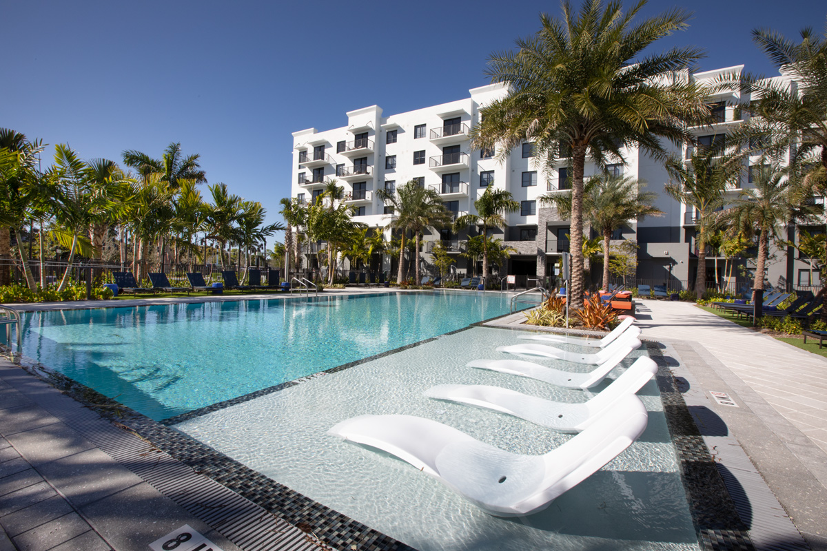 Pool view of the Sanctuary Doral FL Luxury Rental.