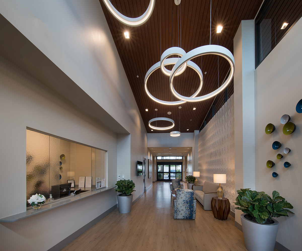 Interior design entrance view of Moorings Park at Grey Oaks senior living in Naples, FL.