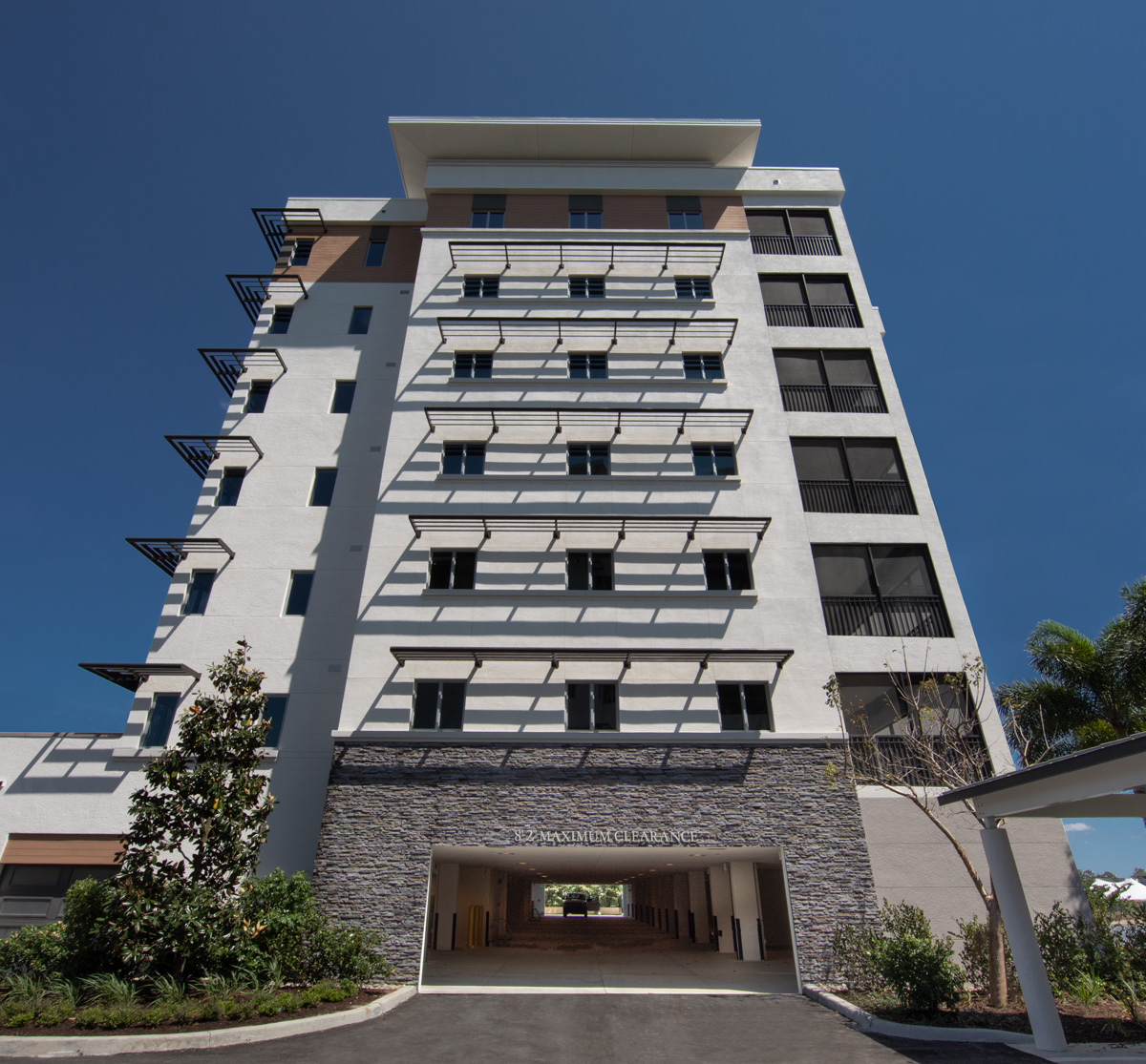 Architectural view of Moorings Park Grande Lake Senior Living in Naples, FL