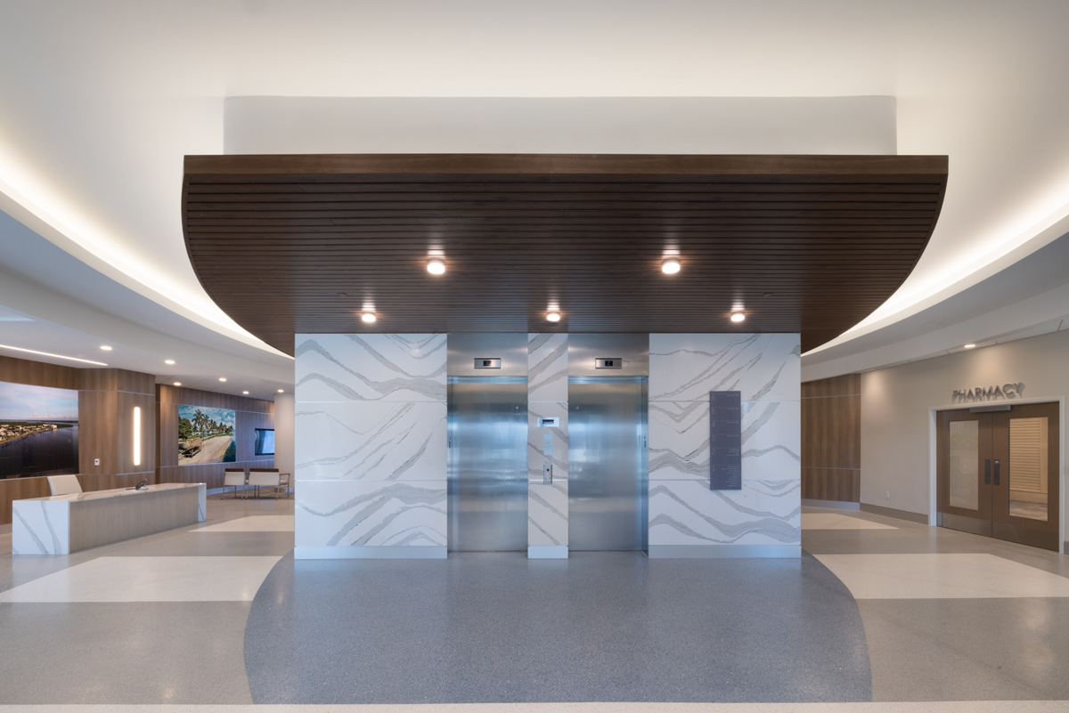 Interior design lobby view of Shell Point Larsen Health in Fort Myers, FL. 