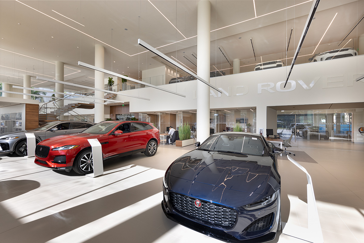 Interior design view of the Miami Jaguar - Land Rover dealership.