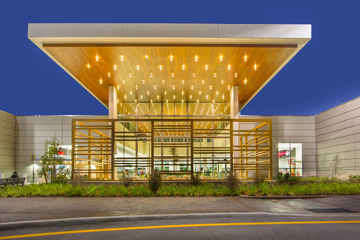 Architectural dusk view of the Fort Drum Service Plaza - Okeechobee, FL