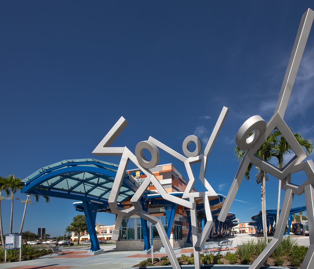 Landscape and art placement at the Lauderhill Transit Center in Lauderhill, FL