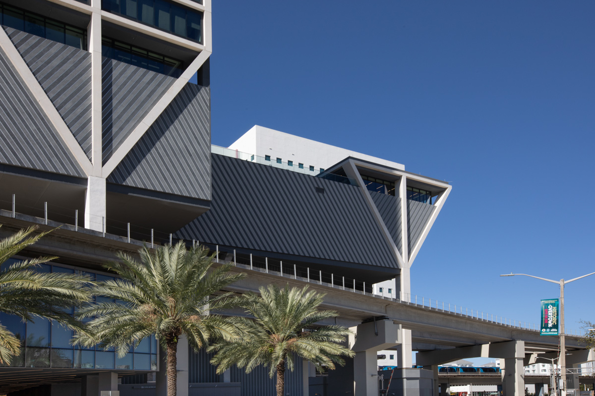 Architectural view of the Brightline Miami Central terminal.