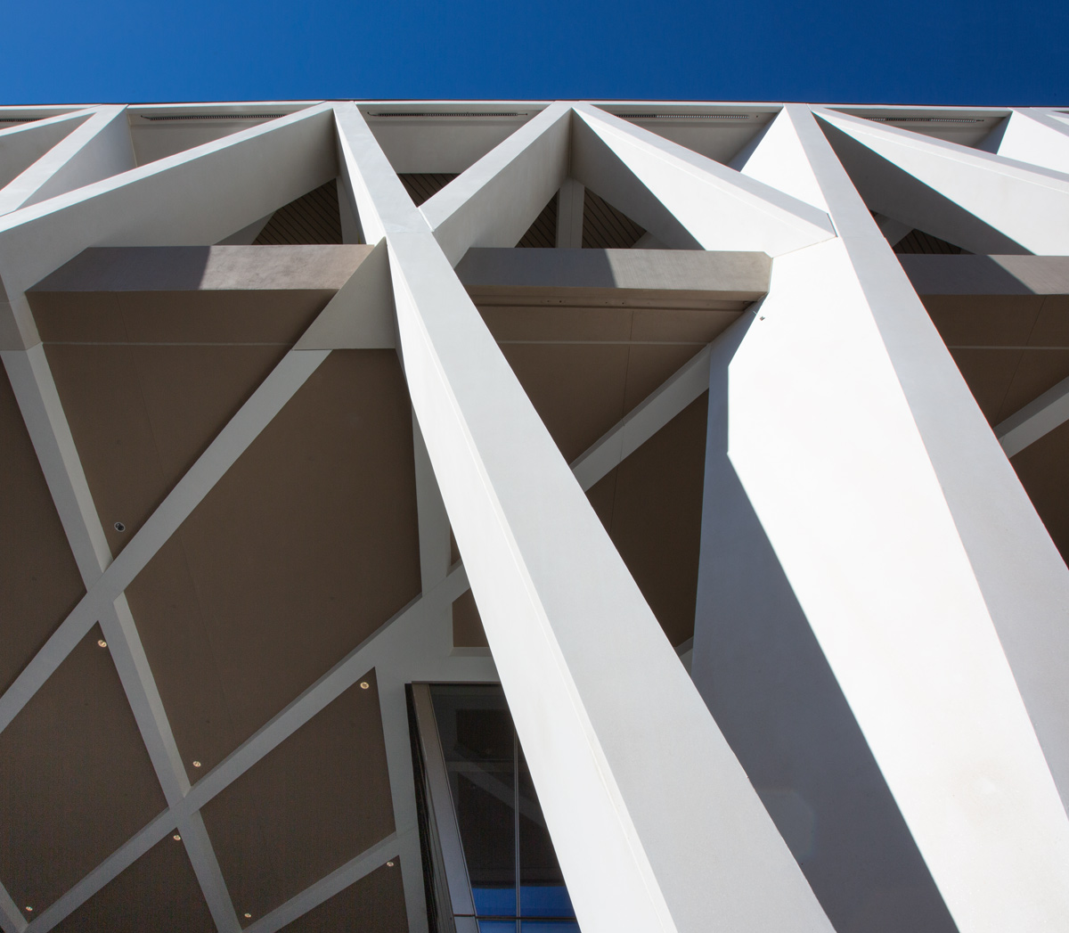 Architectural detail of the Brightline Miami Central terminal.