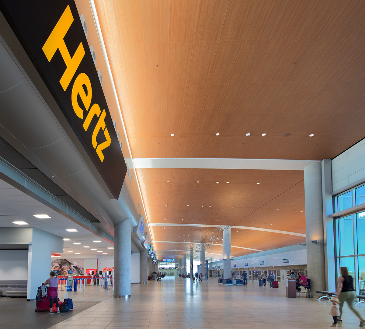 Architectural view of the auto rental service at the Tampa Int airport.