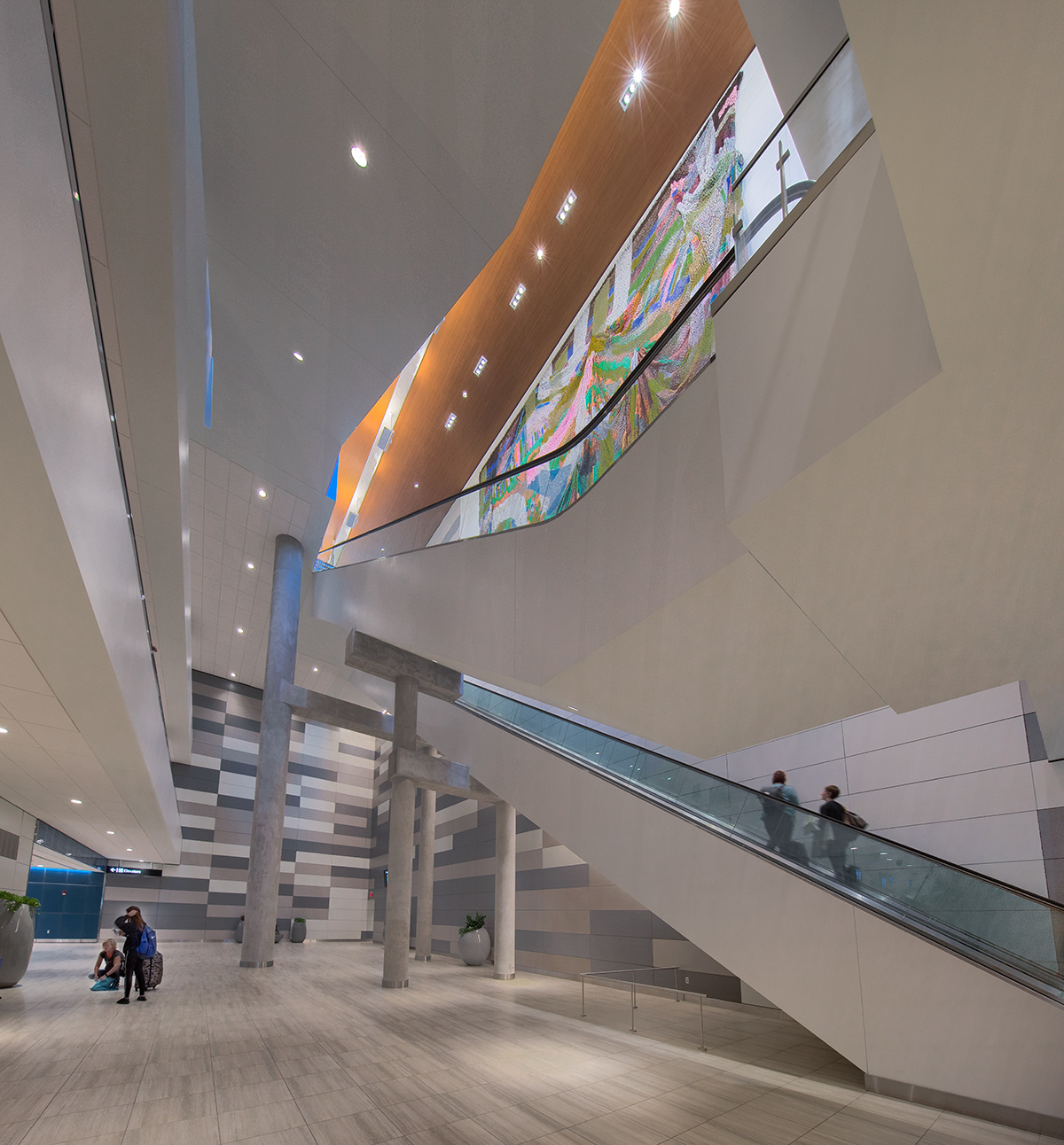 Architectural view of the SkyConnect at the Tampa Int airport.