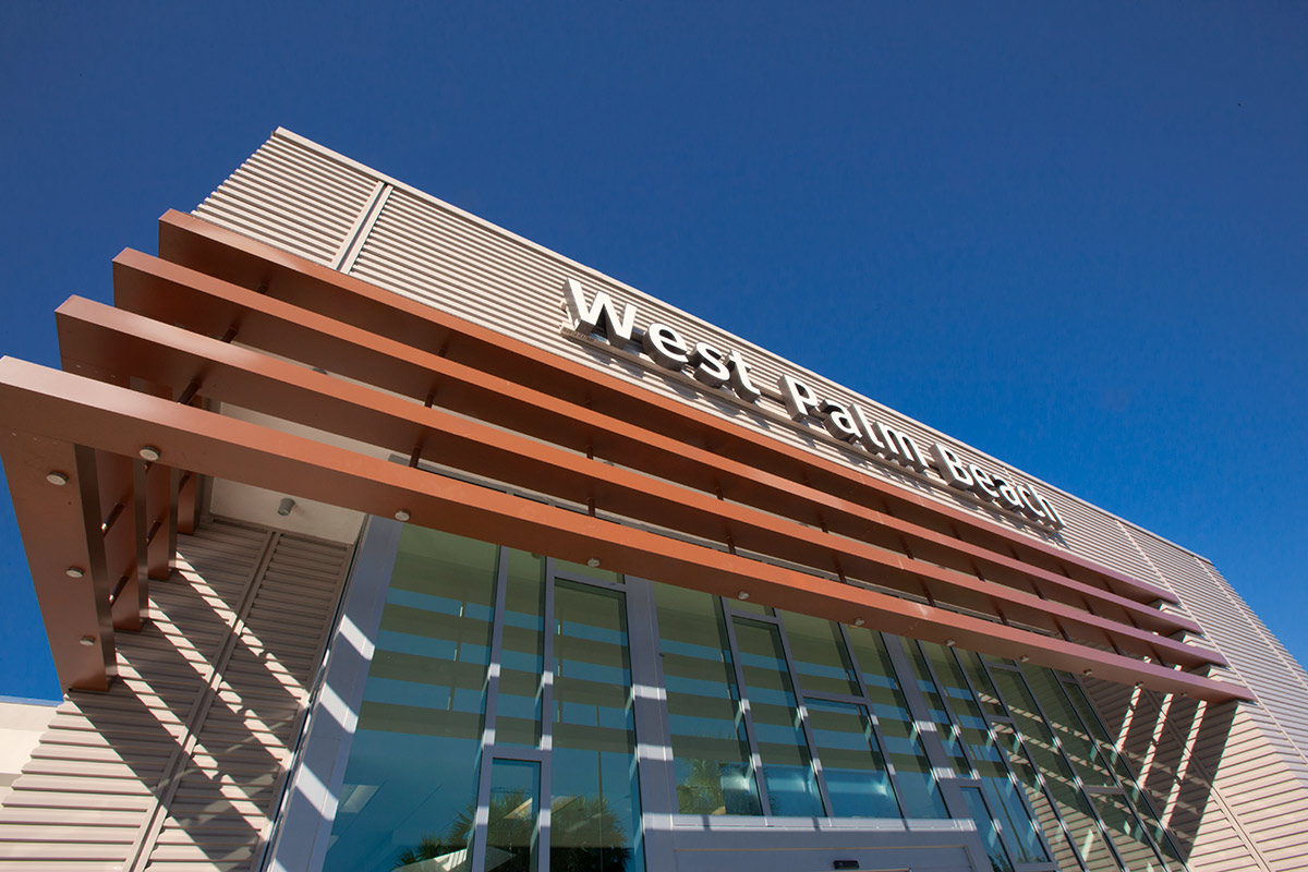 Architectural view of the West Palm Beach FL Service Plaza.