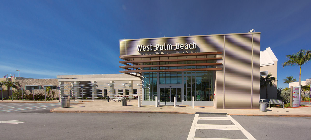 Architectural view of the West Palm Beach FL Service Plaza.