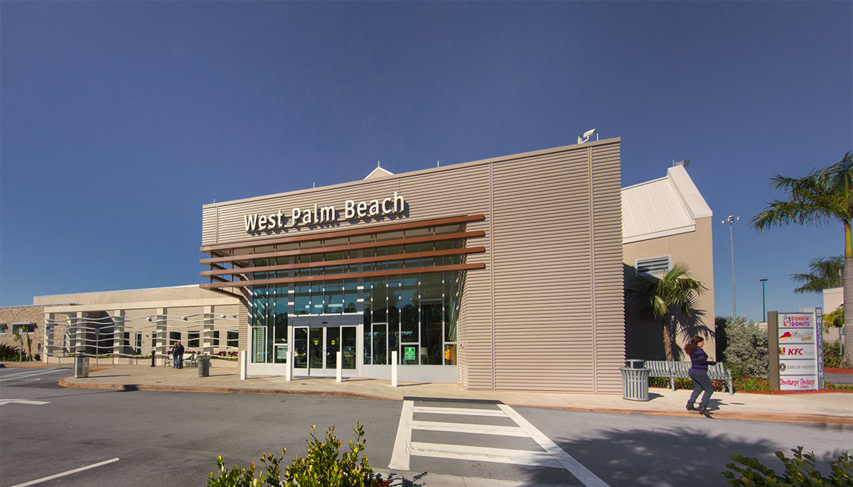 Architectural view of the West Palm Beach FL Service Plaza.